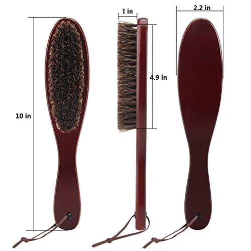 Clothes Brush Garment Brush Lint Remover Brush with Genuine Soft Horsehair and Wooden Handle for Coat Men Suits Shoes Jacket Furniture Car Mat and Pet Hair (1-Pack(Walnut Wood))