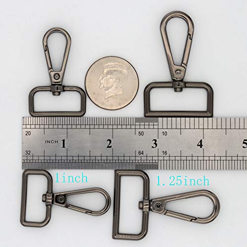 JWBIZ 12 Pcs D Ring Swivel Lobster Claw Clasp, Push Gate Snap Hooks Trigger Clips(Gun Black, 1 1/4 inch) - color: Gun Black, size: 1 1/4 inch