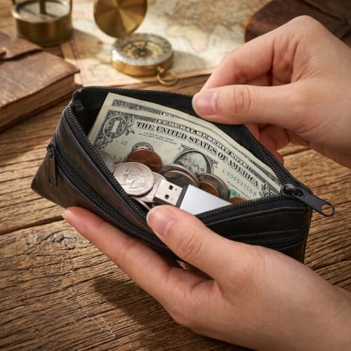 4PCS Black PU Leather Coin Purse, Portable Zipper Coin Purse | Change Pouch Change Coins Pouch ChangePurse for Women Men