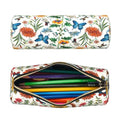 OSAM SPACE Leather Pencil Case Round Pencil Bag Flowers Dragonflies Butterfly Pen Organizer Holder Portable Zipper Pouch Cute School Supplies for Girls Boys Study Office - color: Flowers Dragonflies Butterfly