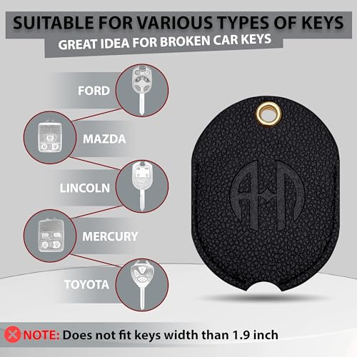 Leather Key Cover for Broken Car Key Loop Replacement | Double-Layer PU Leather Protects Car Keys from Scratches and Damage - color: Extra Large-black02
