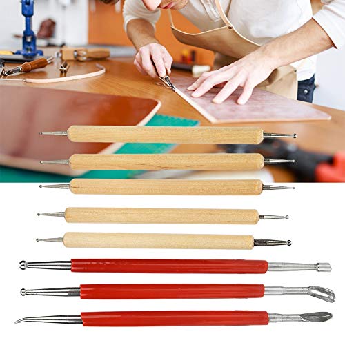 Embossing Tools for Metal Craft,Leather Tracing Tool,Leather Carving Tools,Leather Embossing Tools 8Pcs DIY Handmade Leather Craft Carving Tool Spoon Double Head Point Drill Pen Kit Set