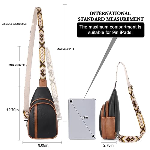CLUCI Crossbody Bags for Women Men,Leather Sling Bag Cross Body Backpack for Woman Gifts for Women Birthday Unique - color: 3-2a Black With Brown