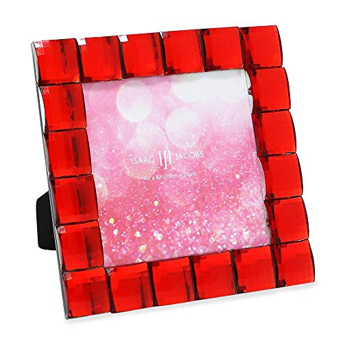 Isaac Jacobs Decorative Sparkling Red Jewel Picture Frame, Photo Display & Home Décor (4x4, Red) | Jewel Picture Frame, Photo Display & Home Decor Two-way easel for vertical or horizontal display. Does NOT hang on wall - color: Red, size: 4x4