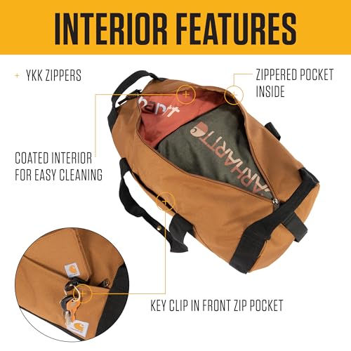 Carhartt Classic Round Duffel with Utility Pouch, Heavy-Duty, Water-Resistant Packable Gear Bag for Jobsite, Gym, and Travel - color: Gravel, style: 40l