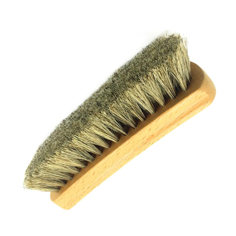 Frcolor Horsehair Shoe Brush Cleaning Bristle Polish Brush with Wooden Handle for Leather Care Boots and Coat Cleaning Lightweight Portable Shoe Care Tool