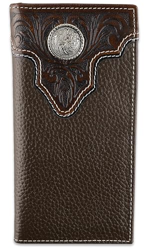 F&L CLASSIC Men's RFID Vintage Look Genuine Leather Long Bifold Wallet Checkbook Wallets,brown,240-81 - color: brown 81