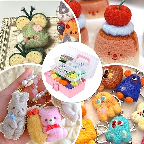 JUPEAN 221 Pcs Needle Felting Kits for Beginners Adults Wool Felting Kit | 43 Color Needle Felting Wool Roving Needle Felting Supplies with Felting Molds Foam Mat and 4 Sizes Felting Needles - style: Style D