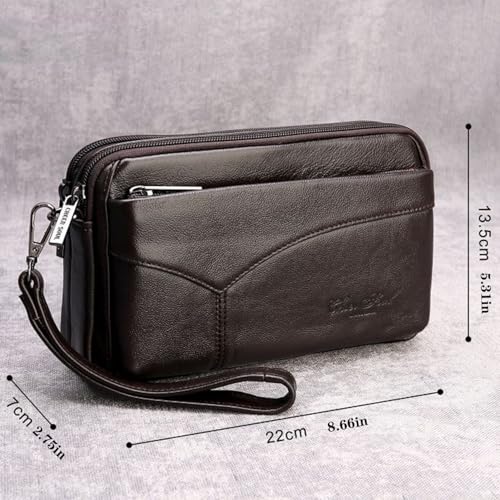 Leather Clutch Purse Wallet Men Wrist Bag - color: #10coffee