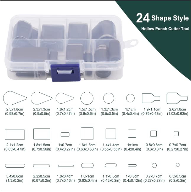 24 Style Leather Hollow Punch Cutter Tool, Leather Cutting Tools | Leather Hollow Punch Cutter Tools with Box, Different Shape Punch Tool Set Craft Tools Kit for Handmade Diy Craft - size: 24 Shapes