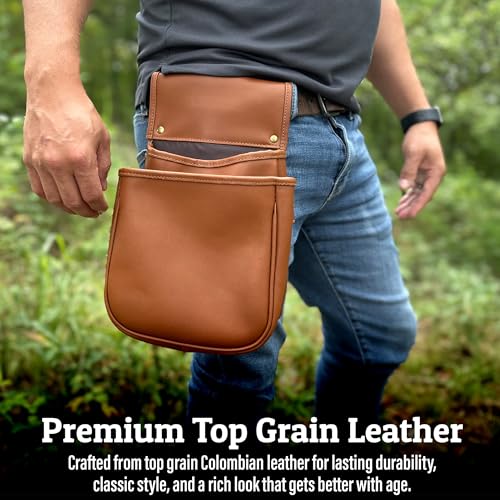 Sarge Regal Shotgun Shell Bag, Top Grain Leather Hunting Pouch, Belt Loop