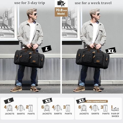Gonex Duffle Bag for Travel, Expandable 60L Overnight Weekender Gym Bag | Water-Resistant Canvas, Wet-Dry Pocket, Luggage Sleeve, Carry-On Size, Detachable Strap, Dark Grey - color: Dark Grey, size: X-Large-60l