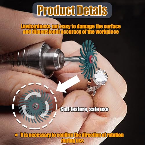 42pcs 1" Radial Bristle Disc Kit with 1/8" Shank for Rotary Tool Mixed Grit 80/120/220/400/600/1000/2500 Abrasive Brush Gap Polishing Pad Buffing Wheel for Jewelry Wood Metal Polishing
