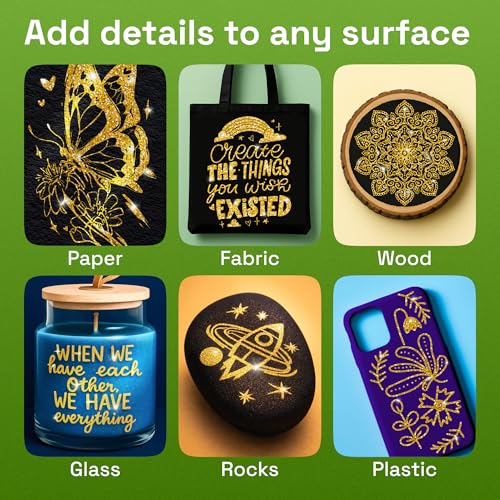ARTISTRO Glitter Gold Acrylic Paint Markers - 0.7mm Extra Fine-Tip - 2 Set - color: Glitter Gold