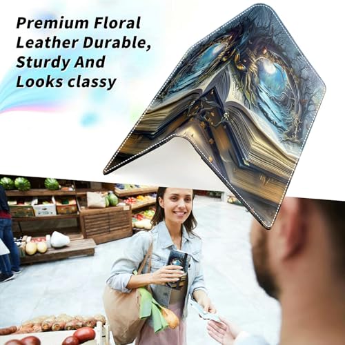 Check Book Cover for Personal Checkbook, Leather Business Checkbooks Plastic Insert Flap Card Holder Pen Hoop Holder with RFID Blocking Slim Wallet for Duplicate Checks Women Men, Book Castle - color: Book Castle