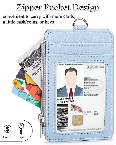 Teskyer ID Badge Holder with Lanyard, Lanyard Wallet, Lychee Cyan - color: Lichee Cyan, size: 3.1" x 4.7"