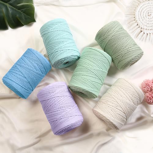 Macrame Cord 3mm x 328yards, Soft Colored Macrame Rope, Natural Cotton Cord for Plant Hangers, Wall Hanger, Decorative Projects(Moss Green) - color: Moss Green, size: 3mm×328Yards