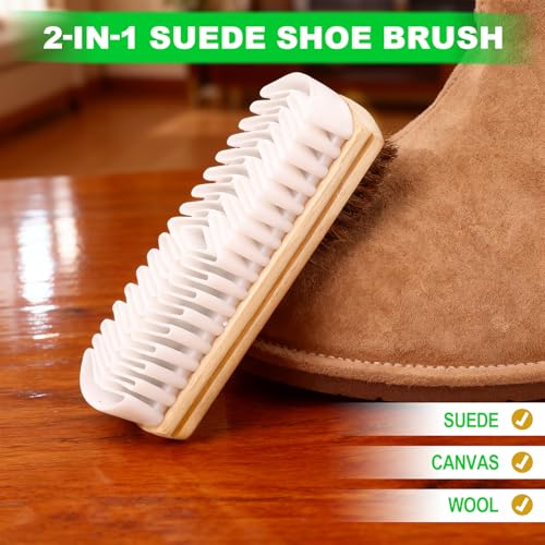 2-in-1 Suede Shoe Cleaner Brush with Eraser, Wooden Handle Suede & Nubuck Cleaning Brush for Shoes Bags Jackets - size: Type A
