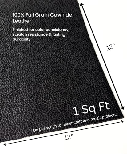 Natural Grain Cow Leathers: 12'' x 12'' Pre-Cut Leather Pieces (Black, 3 Pieces) - color: Black, size: 3 Pieces