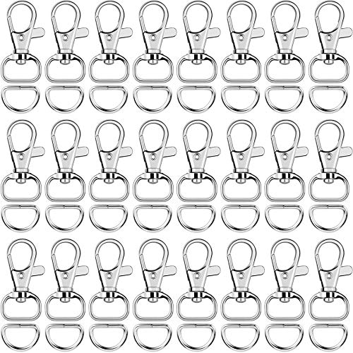 SANNIX 120Pcs Keychain Clip Hooks with D Ring Include 60Pcs Snap Hooks | Swivel Lanyard Clip, and 60Pcs D Ring, for Purse Hardware Sewing Projects (1/2” Inside Width) - color: Silver