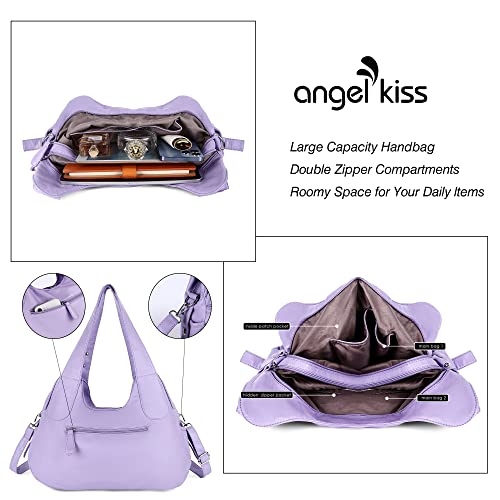 Angelkiss Hobo Purses and handbags for Women Satchel Handbag Women Purses Large Daily Shoulder Bags - color: 8901purple