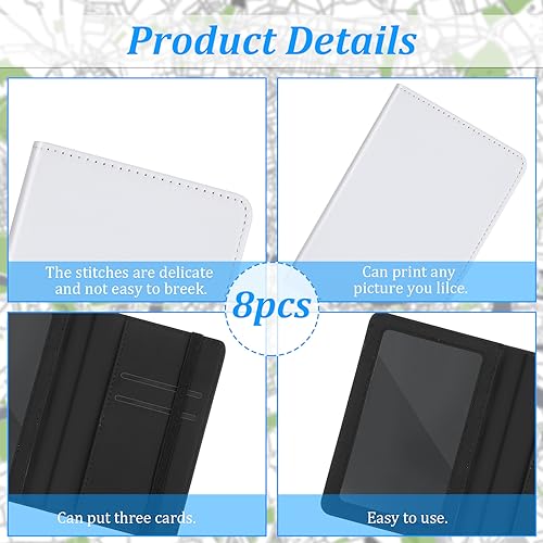 Yeaqee 8 Pcs Sublimation Passport Holder Cover, PU Leather Travel Wallet, Heat Transfer Blank DIY Passport Cover Card Holder for Credit Cards Business Men Women(Black and White) - color: Black and White
