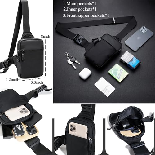 Mini Sling Bag for Men Crossbody,Small Chest Bag Casual Trendy Waterproof Lightweight Phone Crossover Daypack - color: Black Small Anti Theft Sling Bag