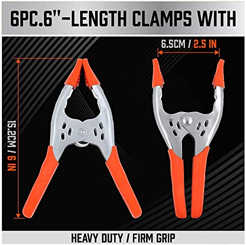 27-Piece 6-Inch Heavy Duty Spring Clamp Set, Large Metal Spring Clamps with 2.5-Inch Jaw Opening for Woodworking, Backdrops, Pool Covers, Photography & DIY Projects - color: Orange, size: 27-Piece 6" inch