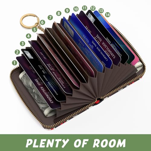 Credit Card Holder for Women, Small RFID Wallet Slim Leather Card Case - color: Abstract Skull, size: Keychain
