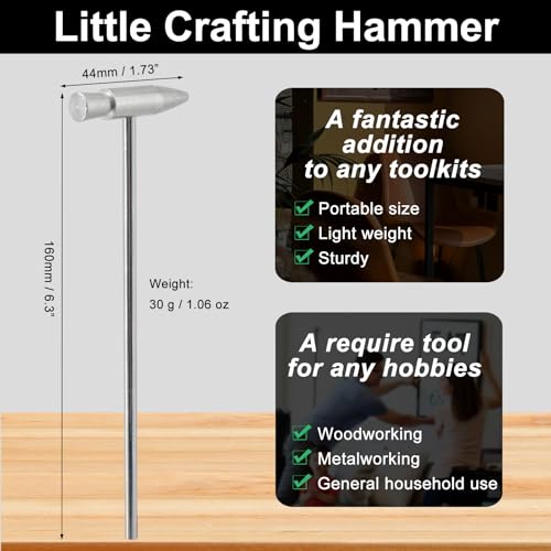 Small Hammer for Tuning Kalimba Thumb Piano, Tiny Mallet, 2 Pcs | Craft hammer Mallet for Small Projects, Jewelry Making, Watch Band, Handcraft, Electronics - color: 6.3" Little Hammer, 2 Pcs