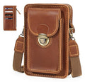 Handmade Leather Phone Holster Purse with Belt Loop, Small Crossbody Bag for Women Men, Phone Pouch With Card Wallet - color: Brown