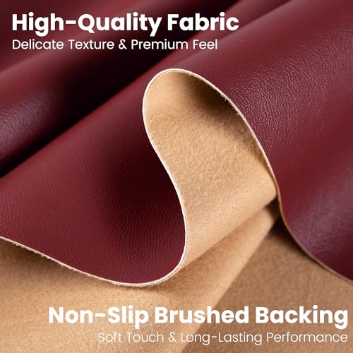 Marine Vinyl Fabric, Upholstery Faux Leather Fabric by The Yard, 0.95 mm Thick PU Leather Sheets for Sofa Chairs Handbags Hair Bows Earrings Crafts (1 Yard 36''X 54'', Burgundy) - color: Burgundy, size: 1 Yard