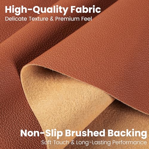Marine Vinyl Fabric, Upholstery Faux Leather Fabric by The Yard, 1.05mm Lychee Texture Leather Sheets for Sofa Chairs Handbags Hair Bows Earrings Crafts (1 Foot 12''X 54'', Brown) - color: Brown, size: 1 Foot