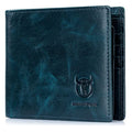 BULLCAPTAIN RFID Wallets for Men,Genuine Leather Wallet QB-05(Peacock Blue) - color: Peacock Blue