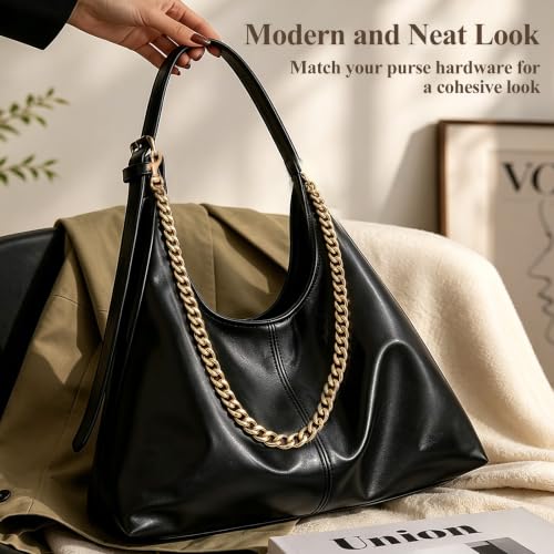 Purse Chain Medium Size Metal Bag Strap Extender Charm Replacement | Flat Links Accessory - color: Light Gold