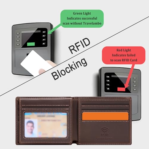 Travelambo Genuine Leather Wallet for Men with Gift Box - Handmade Bifold Stylish - Mens Wallets Rfid Blocking with 2 ID Windows - color: Craze Horse Brown
