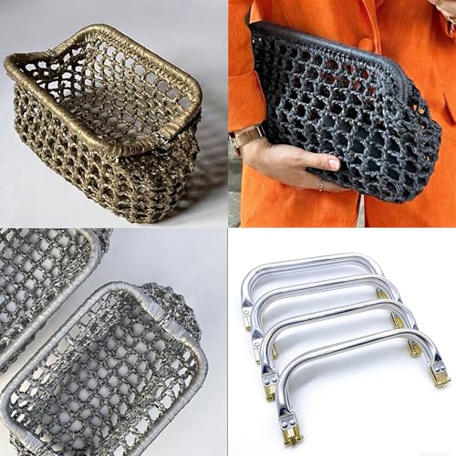 4 Pcs Metal Purse Frame 7.4" Kiss Lock Clasp Bag Frame Purse Hardware Inner Kiss Clasp Rectangle Lock for DIY Handle Bag Crafting Sewing Materials