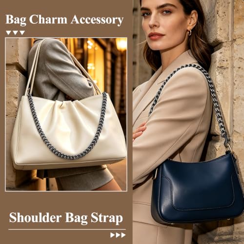 Purse Chain Medium Size Metal Bag Strap Extender Charm Replacement | Flat Links Accessory - color: Black