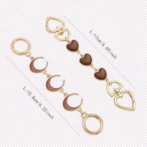 Anbys 2Pcs Bag Extender Chain Purse Strap Extender for Handbags Purse Extender Chain Purse Strap Replacement Accessories Bag Charms (Coffee Heart/Moon) - color: coffee