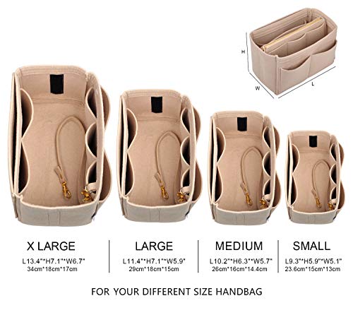 Vercord Felt Organizer Insert for Purse Handbag Tote Bag in Bag Inside Shaper Divider Neo Beige Small - color: A Beige, size: Small