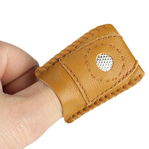 2pcs Large Size Leather Thimble Comfortable Thimble with Metal Tip DIY Sewing Tool Handmade Needlework Thimble Cover