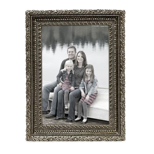 Isaac Jacobs 4x6 Silver Vintage Inspired Antique Library Frame | Horizontal & Vertical for Tabletop and Wall Display, Home Decor, Decorative Art Design (4x6, Silver) - color: Silver, size: 4x6