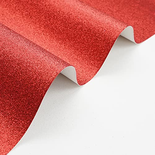 Red 11.8X 53 Inch (30 x 135 cm) Sparkly Superfine Glitter Leather Rolls Shiny Faux Fabric Canvas Perfect for Craft DIY Handmade Projects Patchwork Bow Earring Craft Key Chain - color: Red