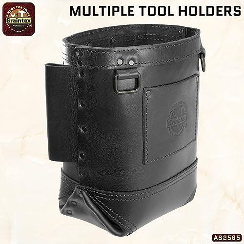 Graintex Nut & Bolt Bag Ambassador Series, Top Grain Leather, Tool Bag, Tool Belt for Ironworker Tools, Durable and Versatile Nut & Bolt Organizer for Professional Use - color: Black