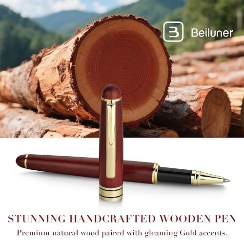 BEILUNER Luxury Wood Ballpoint Pen Writing Set,Rosewood-Elegant Fancy Nice Gift Pen Set for Signature Executive Business Office Fancy Nice Supplies - Christmas Gift Boxed with Extra Refills (Black) - color: Redwood