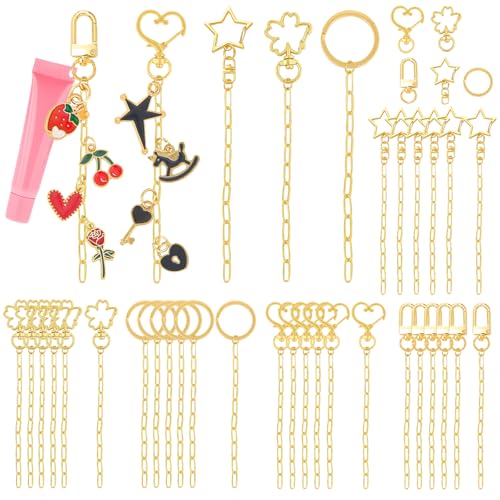 Ecoofor 50 Set Keychain Making Kit, 5 Style Metal Keychain Clips with Swivel Snap Hooks, Lobster Clasps, Key Rings & Extender Chains for DIY Crafts, Jewelry, Bags, Keychains & Gift Accessories - color: Gold-50Set Keychain Making Kit
