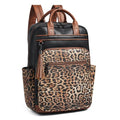 Laptop Backpack for Women 15.6 inch Travel Leather Backpack Purse Work Computer Backpacks for Business College Black With Leopard - color: Black With Leopard
