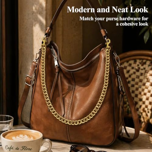 Purse Chain Medium Size Metal Bag Strap Extender Charm Replacement | Flat Links Accessory - color: Antique Gold