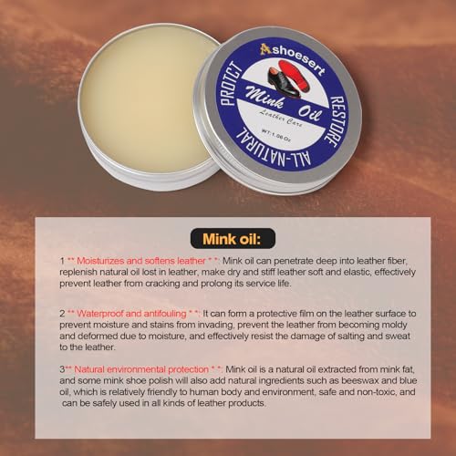 Ashoesert Shoe Grip Pads & Mink Oil Conditioner Kit, Silicone Anti-Slip Sole Protectors for Genuine Leather Shoes & Boots - style: Shoe Mink Oil + Anti Slip Shoe Grip Pads