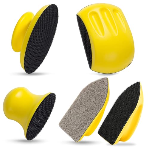 Sanding Blocks 5Pack Hook and Loop Sanding Block Round and Mouse Hand Sanding Block for Wood Furniture Restoration Home Arts and Crafts